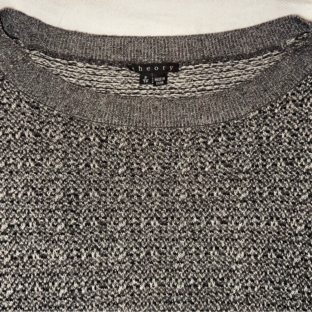 Theory Efina Loryelle Gray Marled Wool Baby Alpaca Silk Knit Sweater Sz S ~ P/T - Picture 2 of 6